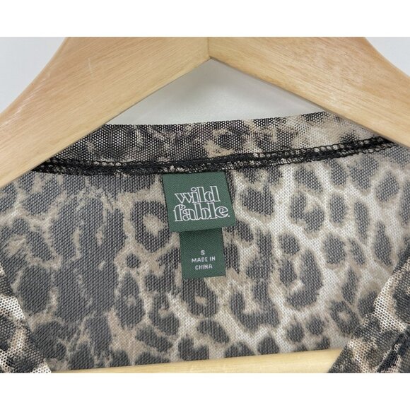 Wild Fable Short Sleeve Mesh Sheet Leopard Print Blouse Sz Sm, Boho, Y2K Vibes - Picture 4 of 7